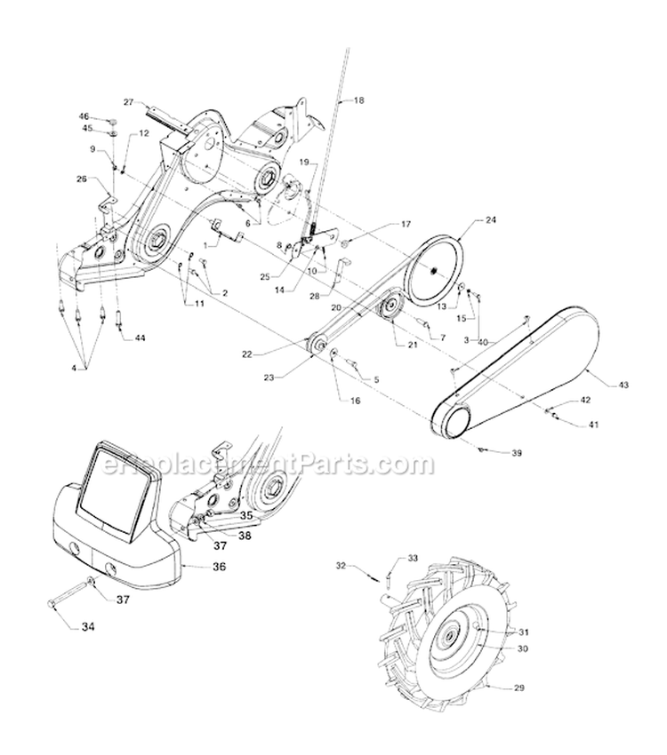 Page A Diagram and Parts List for 21AB454C401 2001 Yard Man Tiller